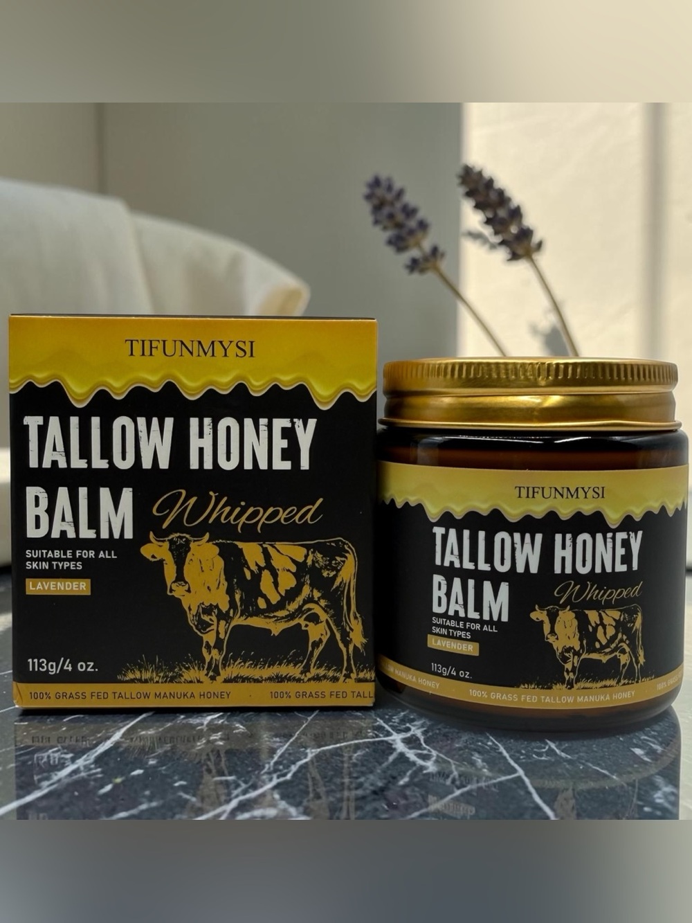 Whipped Tallow Honey Balm 4oz Grass Fed Beef Moisturizer Skin Repair EXP: 3/28